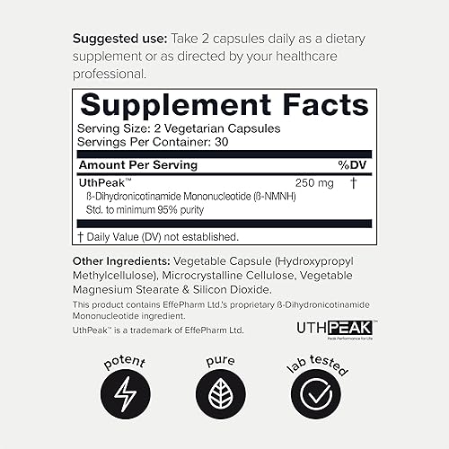 NMNH SUPPLEMENT WITH UTHPEAK 95 PURIFIED, THIRD-PARTY TESTED NAD HEALTHY AGING SUPPORT