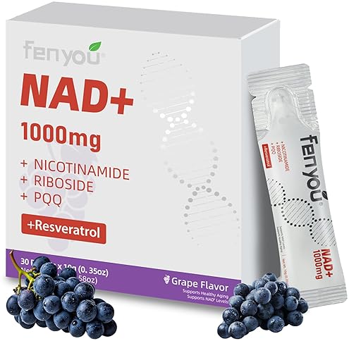 NAD SUPPLEMENTS WITH NICOTINAMIDE RIBOSIDE, RESVERATROL PQQ ANTI-AGING ENERGY BOOSTER, 30 VEGAN GRAP