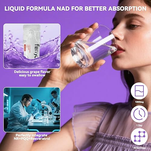 NAD SUPPLEMENTS WITH NICOTINAMIDE RIBOSIDE, RESVERATROL PQQ ANTI-AGING ENERGY BOOSTER, 30 VEGAN GRAP