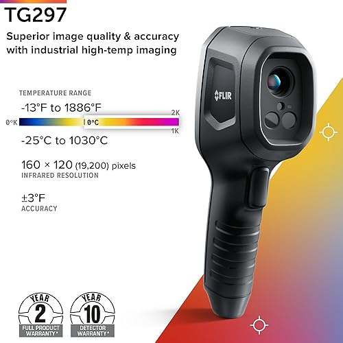 FLIR TG297 THERMAL IMAGING CAMERA WITH BULLSEYE LASER FOR INDUSTRIAL HIGH-TEMPERATURE USE