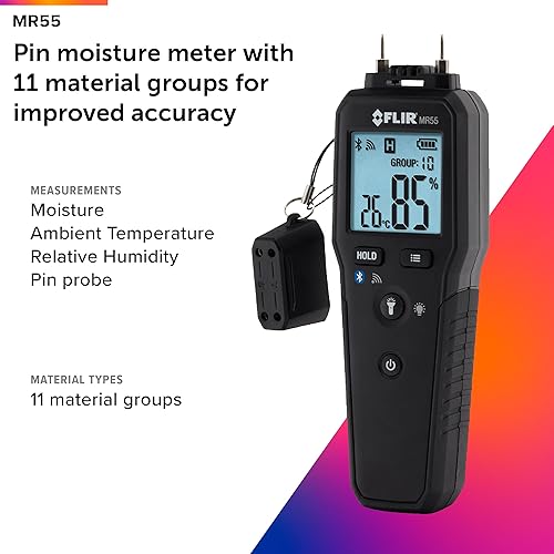 FLIR MR55 BLUETOOTH PIN MOISTURE METER FOR INSTANT DATA SHARING VIA FLIR TOOLS APP