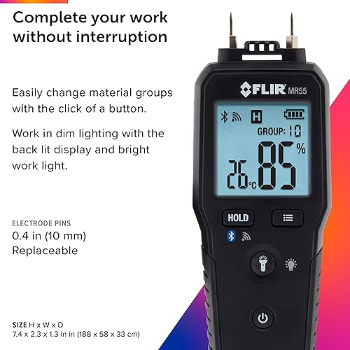FLIR MR55 BLUETOOTH PIN MOISTURE METER FOR INSTANT DATA SHARING VIA FLIR TOOLS APP