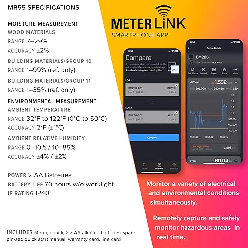 FLIR MR55 BLUETOOTH PIN MOISTURE METER FOR INSTANT DATA SHARING VIA FLIR TOOLS APP
