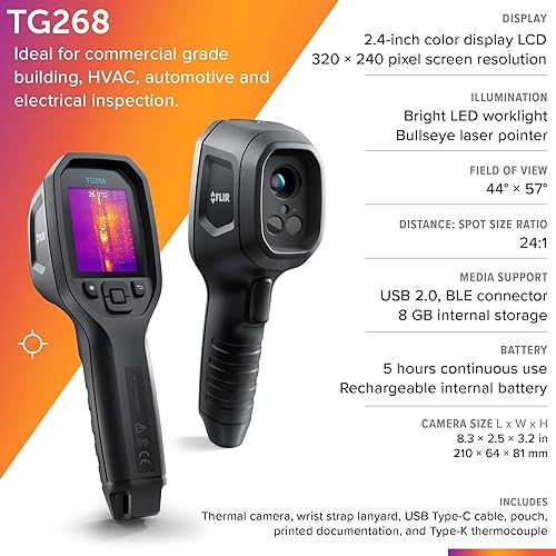 FLIR TG268 THERMAL IMAGING CAMERA 320X240 IR WITH BULLSEYE LASER FOR HVAC, ELECTRICAL BUILDING INSPE