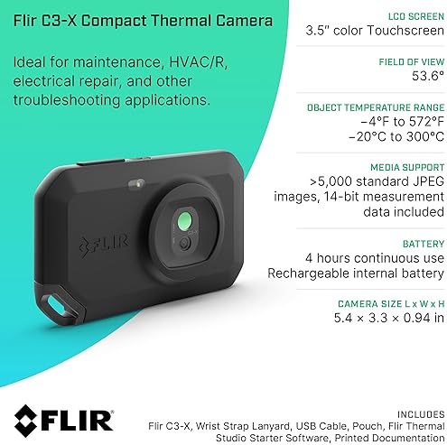 FLIR C3-X WIFI THERMAL IMAGING CAMERA HIGH-RES INFRARED FOR INSPECTION HVAC USE