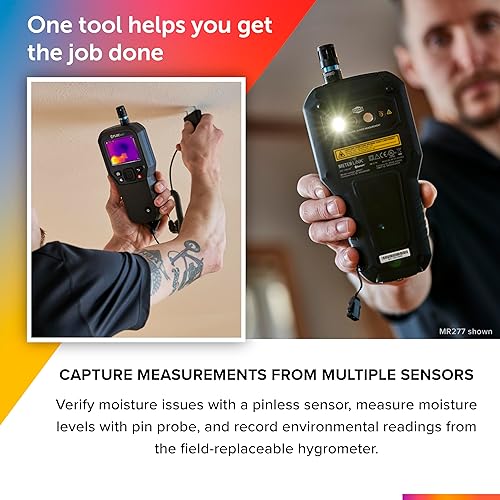 FLIR MR176 THERMAL IMAGING MOISTURE METER WITH IGM, REPLACEABLE HYGROMETER, PIN PINLESS
