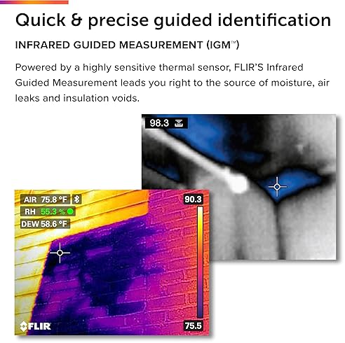 FLIR MR176 THERMAL IMAGING MOISTURE METER WITH IGM, REPLACEABLE HYGROMETER, PIN PINLESS