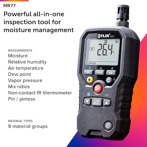 FLIR MR77 PINLESS MOISTURE METER ACCURATE, NON-INVASIVE MOISTURE DETECTION TOOL