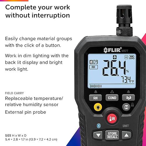 FLIR MR77 PINLESS MOISTURE METER ACCURATE, NON-INVASIVE MOISTURE DETECTION TOOL