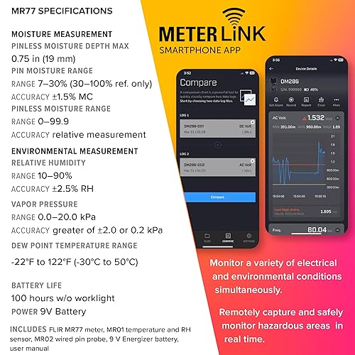 FLIR MR77 PINLESS MOISTURE METER ACCURATE, NON-INVASIVE MOISTURE DETECTION TOOL
