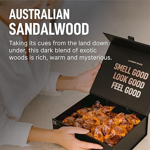 LAUNDRY SAUCE LUXURY AUSTRALIAN SANDALWOOD LAUNDRY DETERGENT PODS SCENT BOOSTER, DYE-FREE, HE COMPAT