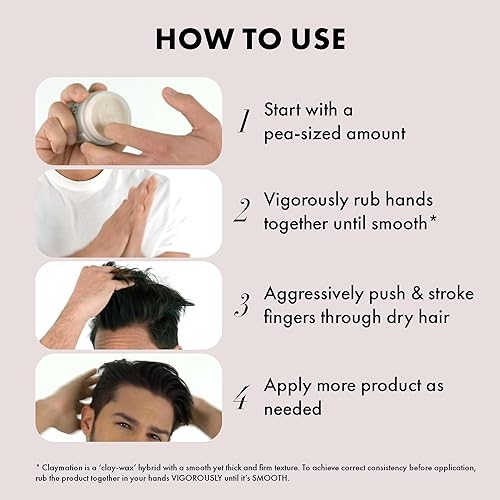 HANZ DE FUKO CLAYMATION HAIR CLAY HIGH HOLD MATTE FINISH, 2 OZ TRAVEL SIZE FOR MEN