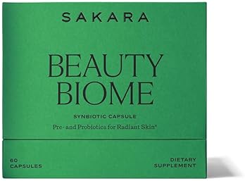 SAKARA BEAUTY BIOME SYNBIOTIC CAPSULES FOR SKIN GUT HEALTH WITH PROBIOTICS VITAMINS 60 COUNT
