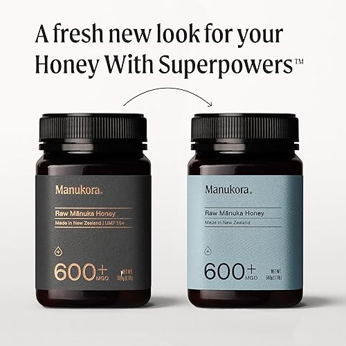 MANUKORA RAW MANUKA HONEY MGO 600 NZ, NON-GMO, MONOFLORAL, IMMUNE SUPPORT 500G