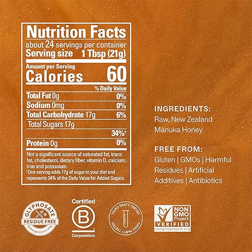 MANUKORA RAW MANUKA HONEY MGO 850 NZ, NON-GMO, MONOFLORAL, 500G DIGESTIVE IMMUNITY