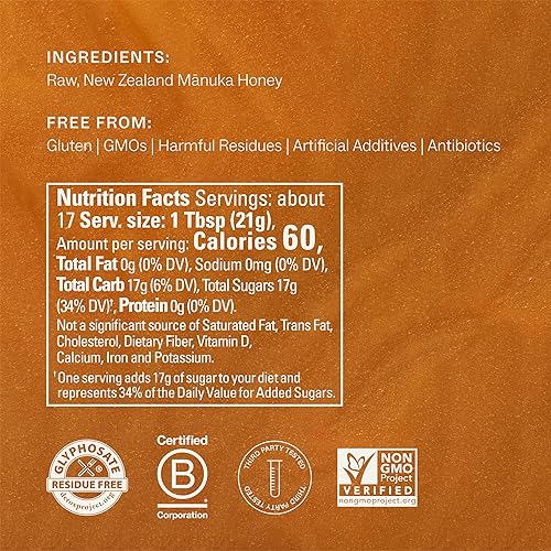 MANUKORA RAW MANUKA HONEY MGO 200 NZ, NON-GMO, TRACEABLE, DAILY WELLNESS - 360G SQUEEZY BOTTLE