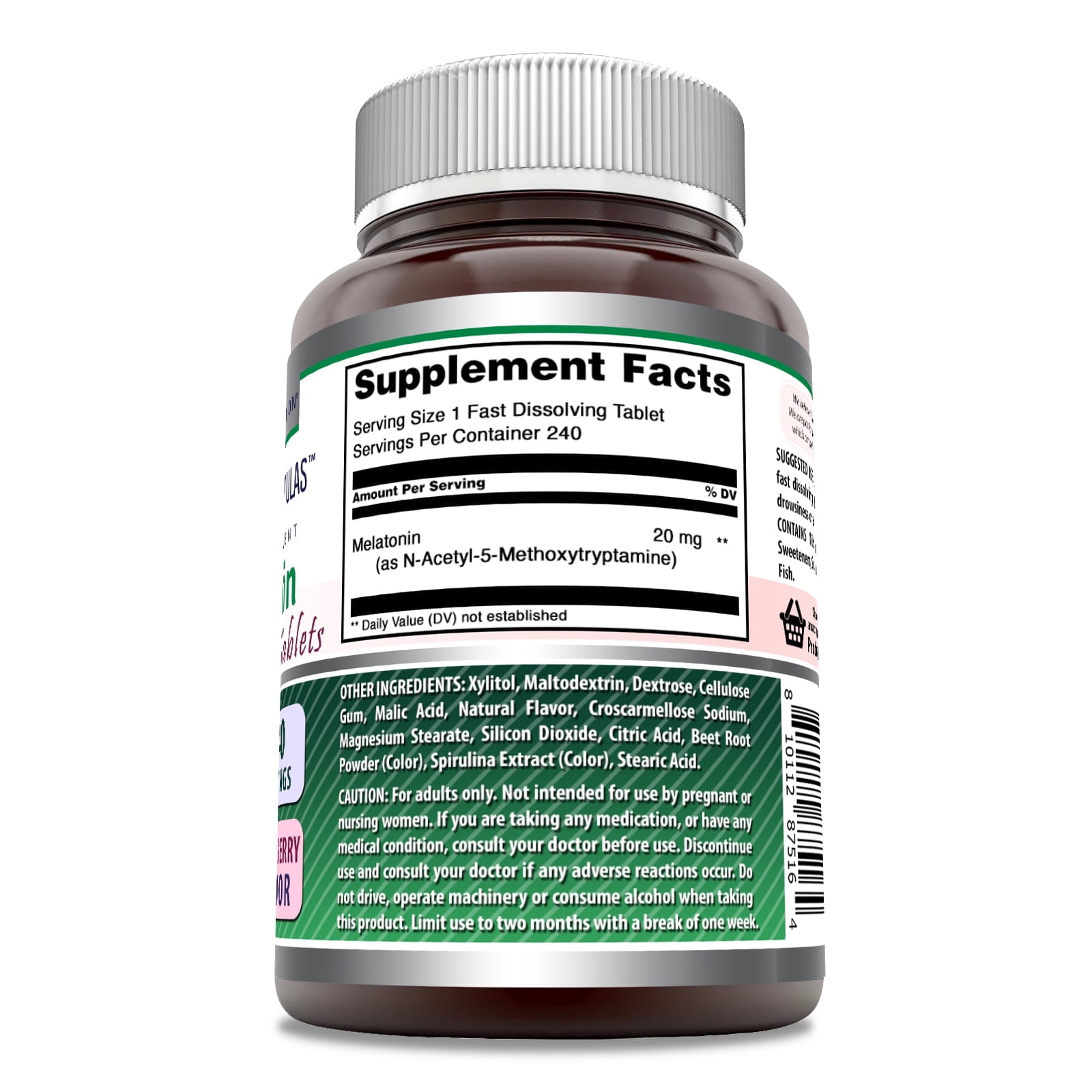 AMAZING FORMULAS MELATONIN 20MG FAST DISSOLVE 240 TABLETS MIXED BERRY NON-GMO GLUTEN FREE