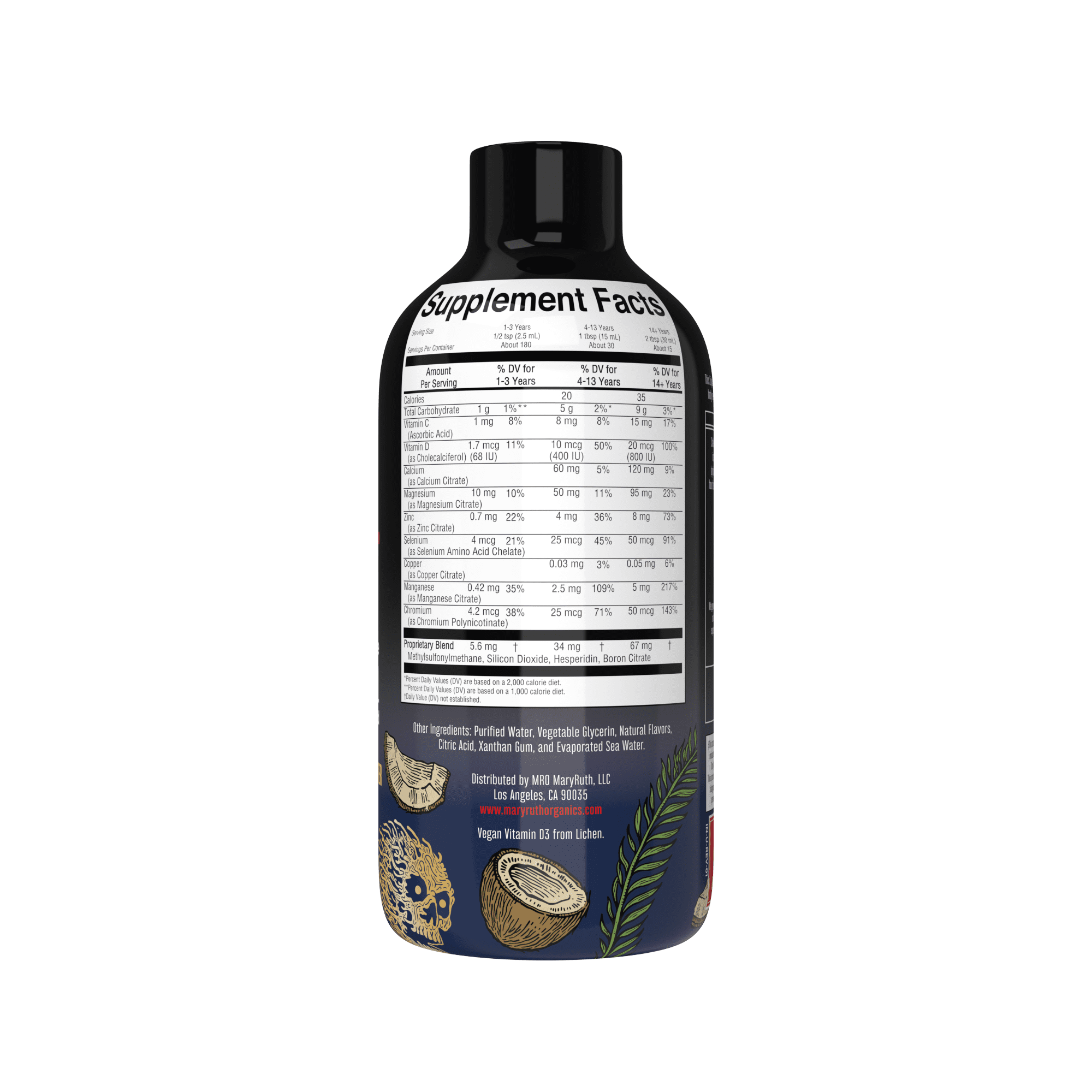 MARYRUTH ORGANICS LIQUID NIGHTTIME MULTIMINERAL MAGNESIUM CITRATE SUPPLEMENT, COCONUT FLAVOR, SUGAR-