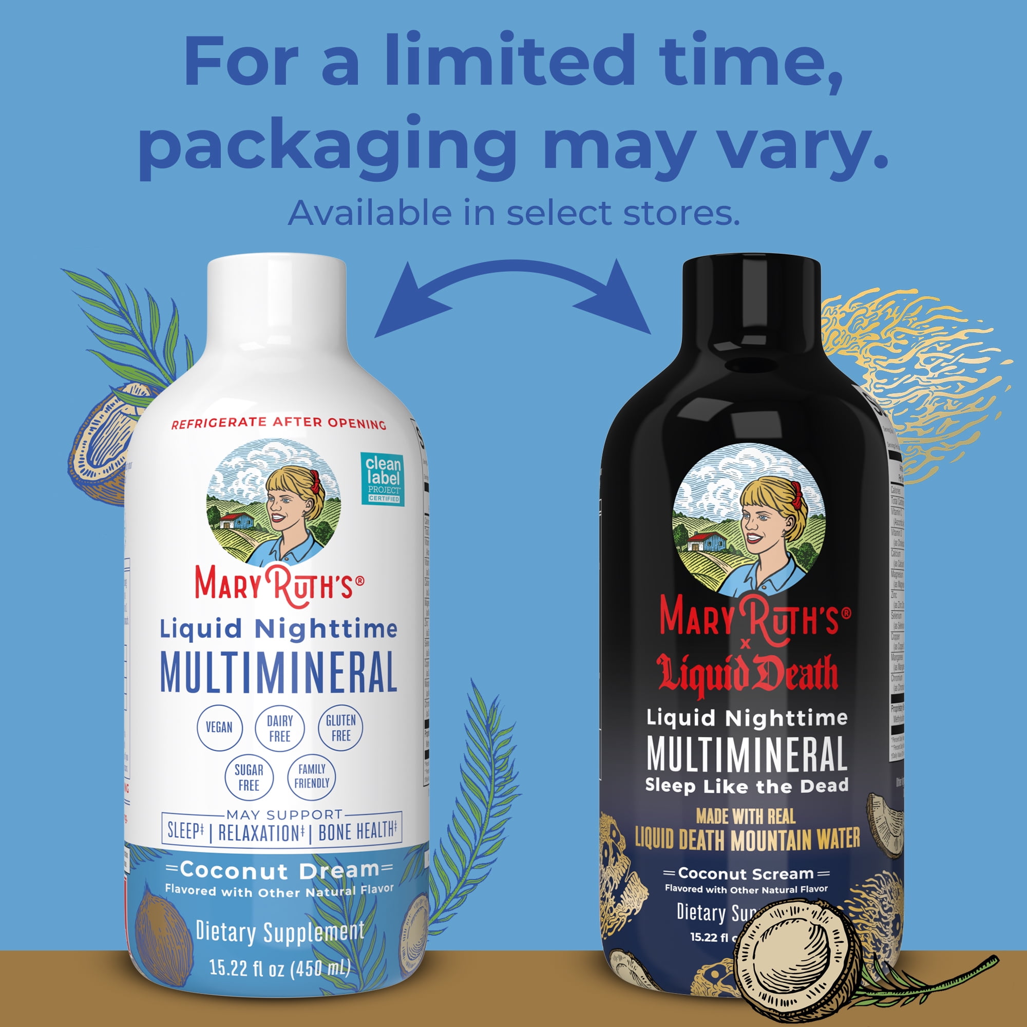 MARYRUTH ORGANICS LIQUID NIGHTTIME MULTIMINERAL MAGNESIUM CITRATE SUPPLEMENT, COCONUT FLAVOR, SUGAR-