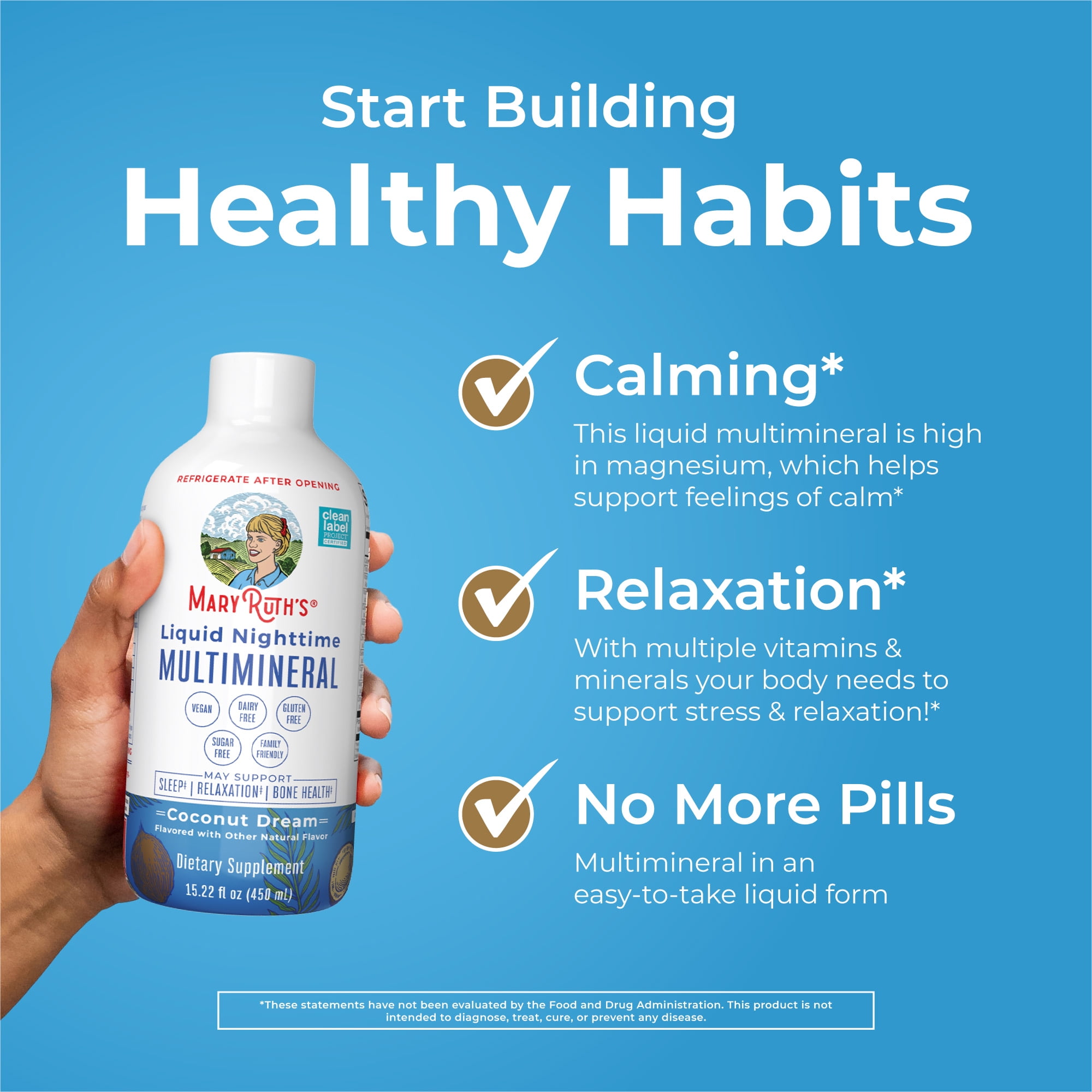 MARYRUTH ORGANICS LIQUID NIGHTTIME MULTIMINERAL MAGNESIUM CITRATE SUPPLEMENT, COCONUT FLAVOR, SUGAR-