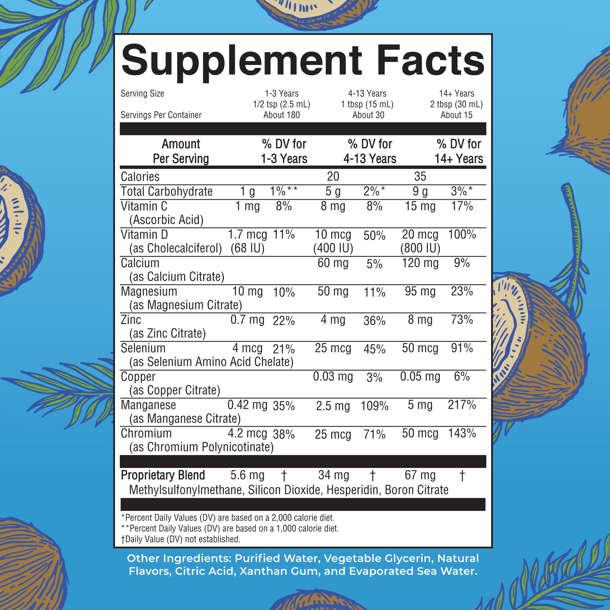 MARYRUTH ORGANICS LIQUID NIGHTTIME MULTIMINERAL MAGNESIUM CITRATE SUPPLEMENT, COCONUT FLAVOR, SUGAR-