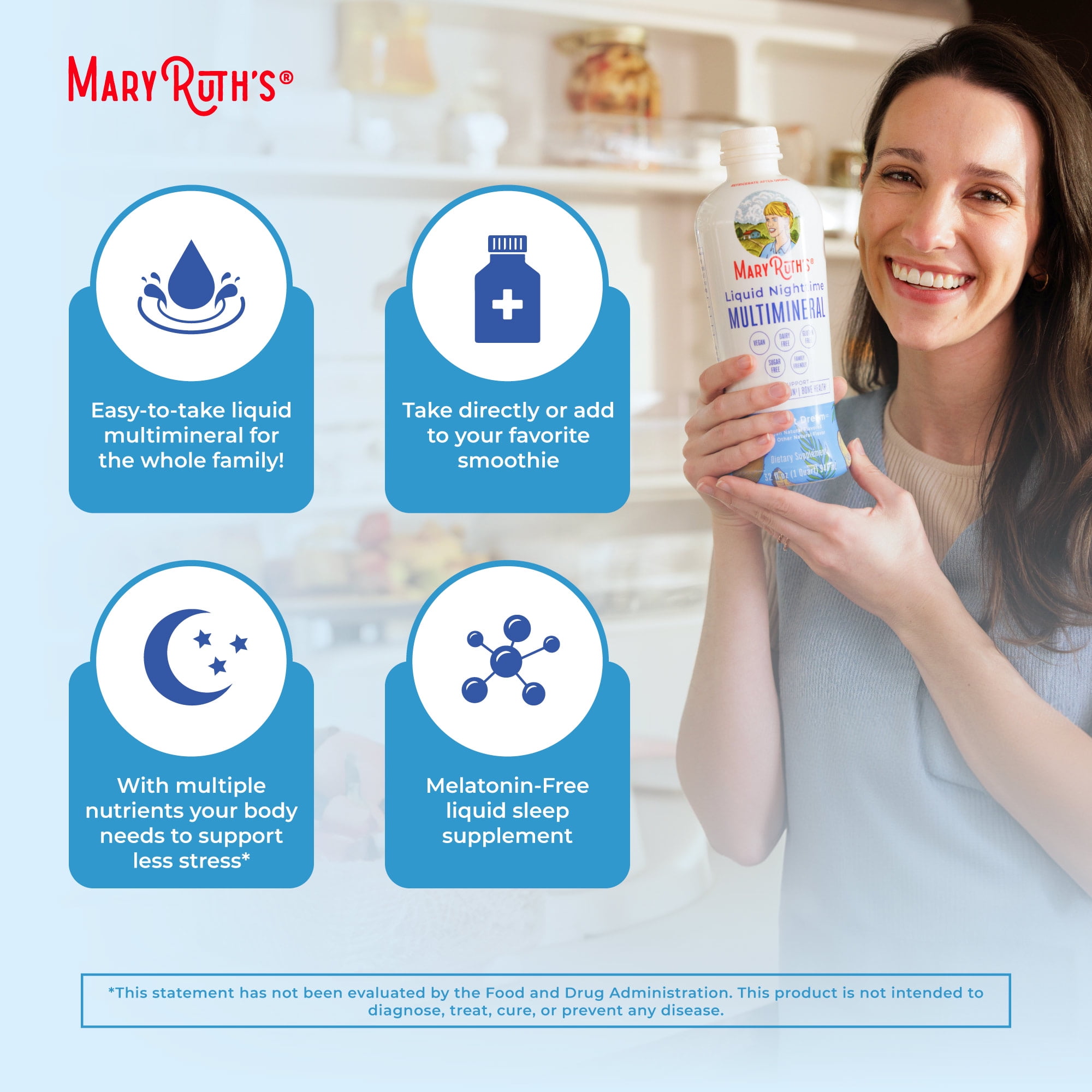 MARYRUTH ORGANICS LIQUID NIGHTTIME MULTIMINERAL MAGNESIUM CITRATE SUPPLEMENT, COCONUT FLAVOR, SUGAR-