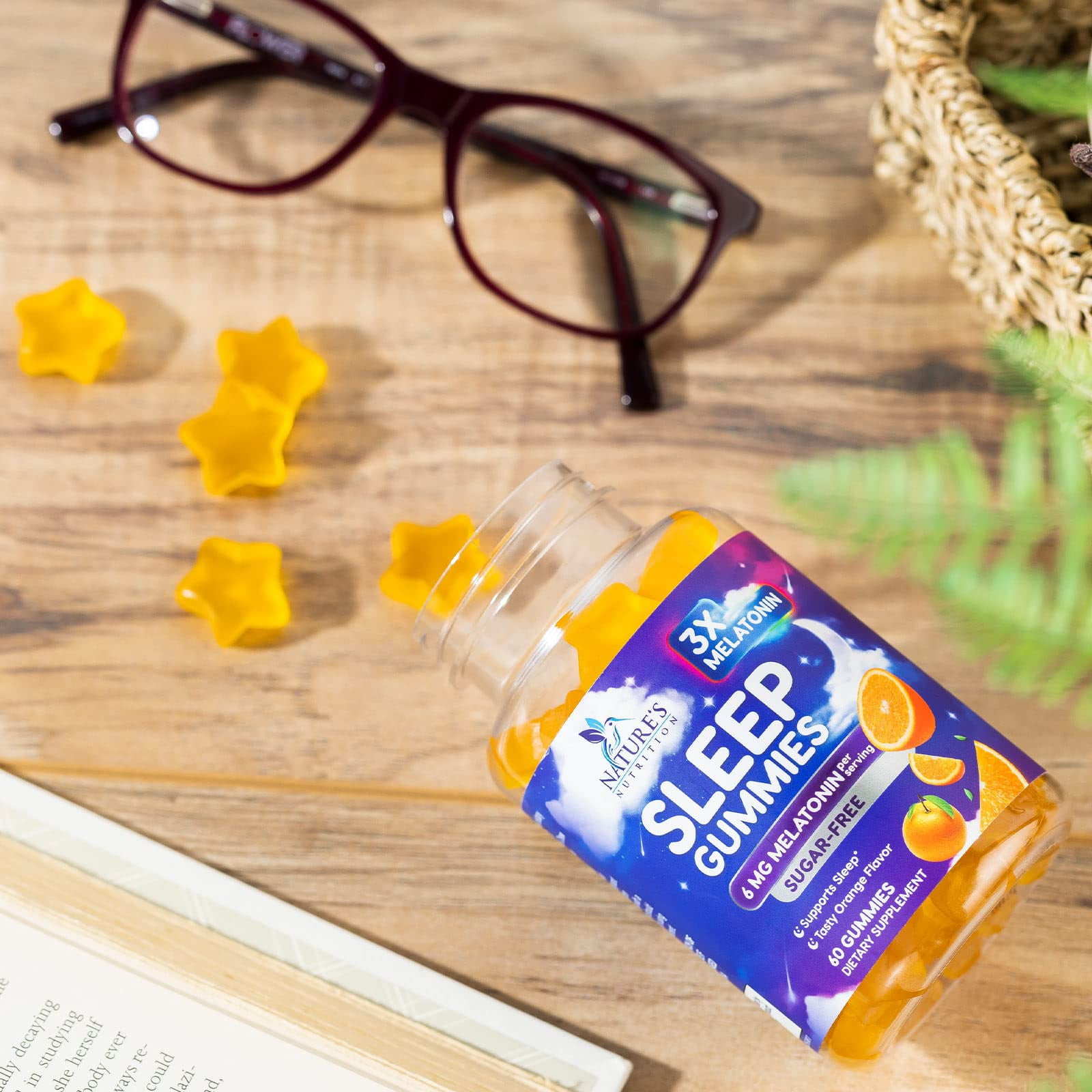 NATURE'S NUTRITION MELATONIN SLEEP GUMMIES 6MG SUGAR FREE EXTRA STRENGTH SLEEP SUPPORT FOR ADULTS, 60 COUNT