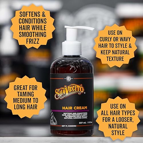 SUAVECITO HAIR CREAM PUMP BOTTLE 8 OZ - MEDIUM SHINE, ALL DAY LIGHT HOLD STYLING CREAM