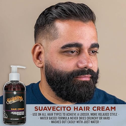 SUAVECITO HAIR CREAM PUMP BOTTLE 8 OZ - MEDIUM SHINE, ALL DAY LIGHT HOLD STYLING CREAM