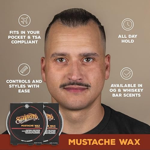 SUAVECITO ORIGINAL SCENT MUSTACHE WAX 1.5OZ ALL DAY HOLD, MOISTURIZE STYLE, TRAVEL SIZE