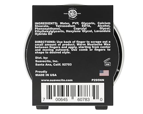 SUAVECITO WHISKEY BAR MUSTACHE WAX 1.5OZ ALL-DAY HOLD, MOISTURIZING, PORTABLE GROOMING