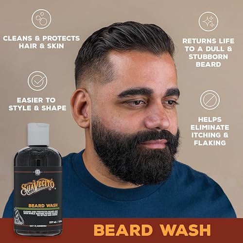 SUAVECITO BEARD WASH FOR MEN CLEANSING STYLING FACE WASH, 8 OZ BEARD SHAMPOO