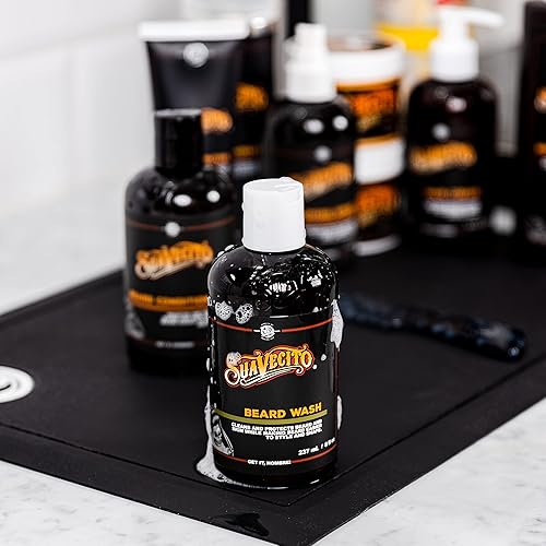 SUAVECITO BEARD WASH FOR MEN CLEANSING STYLING FACE WASH, 8 OZ BEARD SHAMPOO