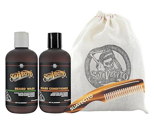 SUAVECITO BEARD WASH KIT FOR MEN NOURISHING BEARD WASH, CONDITIONER, COMB TRAVEL BAG