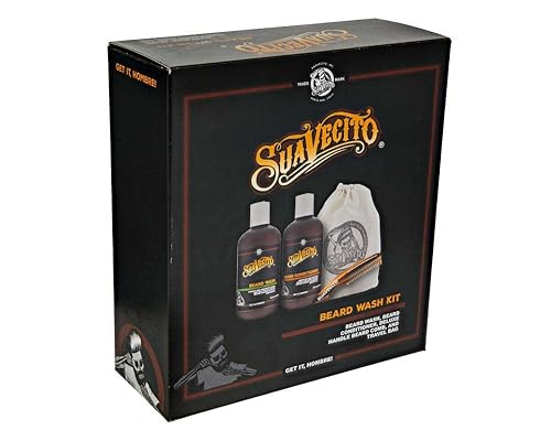 SUAVECITO BEARD WASH KIT FOR MEN NOURISHING BEARD WASH, CONDITIONER, COMB TRAVEL BAG