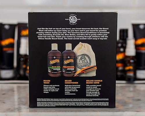 SUAVECITO BEARD WASH KIT FOR MEN NOURISHING BEARD WASH, CONDITIONER, COMB TRAVEL BAG