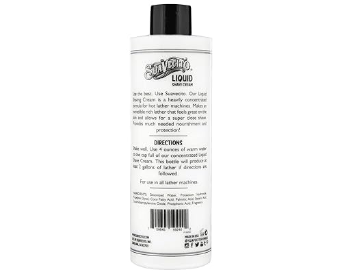 SUAVECITO LIQUID SHAVE CREAM 8 OZ PROFESSIONAL MENS SHAVING CREAM FOR MACHINE USE