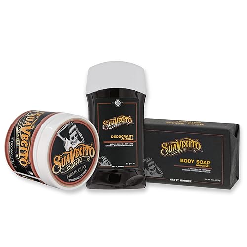 SUAVECITO POMADE ESSENTIALS BUNDLE HAIR POMADE, ALUMINUM-FREE DEODORANT BODY SOAP