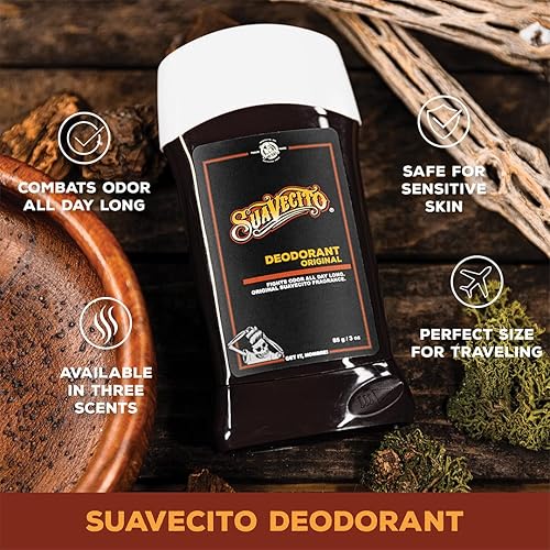 SUAVECITO SIGNATURE SCENT ESSENTIALS BUNDLE HAIR POMADE, ALUMINUM-FREE DEODORANT BODY SOAP