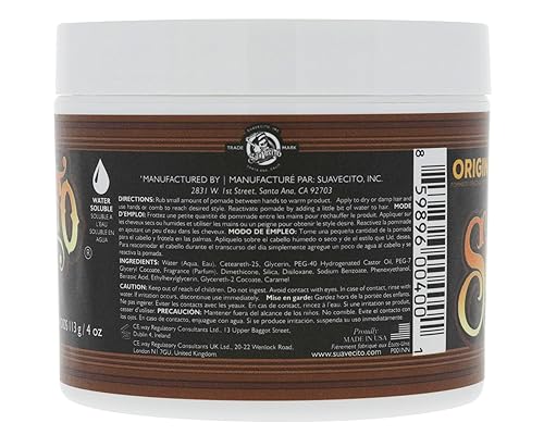 SUAVECITO MEDIUM HOLD WATER-BASED POMADE FOR MEN SHINE, EASY WASH, ALL-DAY HOLD WAX