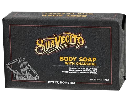SUAVECITO CHARCOAL BODY HAND SOAP BARS, MOISTURIZING MASCULINE ORIGINAL SCENT, 6 OZ, 3-PACK