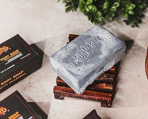 SUAVECITO CHARCOAL BODY HAND SOAP BARS, MOISTURIZING MASCULINE ORIGINAL SCENT, 6 OZ, 3-PACK