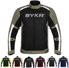 BYKR MENS MESH MOTORCYCLE JACKET BREATHABLE CE ARMORED DUAL SPORT RIDING JACKET