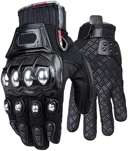 OUBAIYA STEEL OUTDOOR MOTORCYCLE SAFETY GLOVES - BLACK X-LARGE KNUCKLE PROTECTION FOR POWERSPORTS