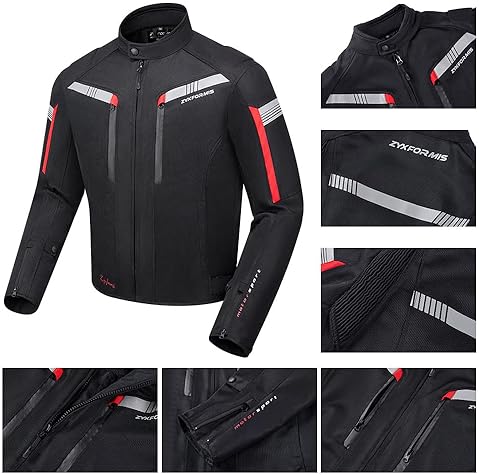 ZYXFORMIS MEN S SUMMER MOTORCYCLE JACKET WITH CE ARMOR, BREATHABLE MESH PROTECTIVE RIDING GEAR