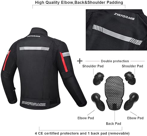 ZYXFORMIS MEN S SUMMER MOTORCYCLE JACKET WITH CE ARMOR, BREATHABLE MESH PROTECTIVE RIDING GEAR