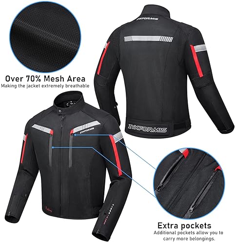 ZYXFORMIS MEN S SUMMER MOTORCYCLE JACKET WITH CE ARMOR, BREATHABLE MESH PROTECTIVE RIDING GEAR