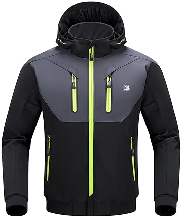 BORLENI MENS WINTER MOTORCYCLE JACKET WITH CE ARMOR, REMOVABLE LINER HOOD, WATER-REPELLENT