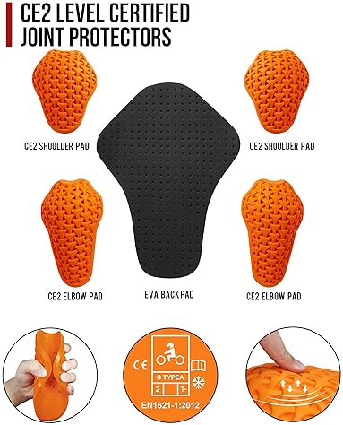 BORLENI MENS WINTER MOTORCYCLE JACKET WITH CE ARMOR, REMOVABLE LINER HOOD, WATER-REPELLENT