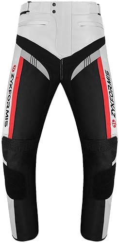 ZYXFORMIS MEN S WATERPROOF WINDPROOF MOTORCYCLE PANTS WITH REMOVABLE ARMOR ALL SEASON GRAY RIDING GEAR